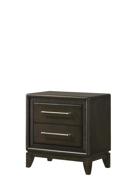 Saratoga Black Modern Contemporary Solid Wood And Veneers 2-Drawers Night Stand - Ella Furniture