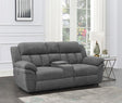 Bahrain Upholstered Power Loveseat Charcoal 609542P - Ella Furniture