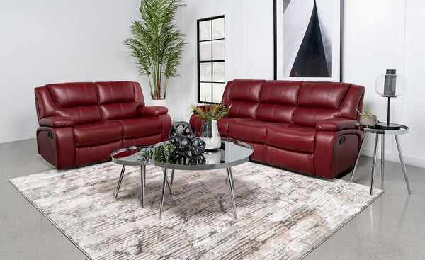 Camila 2-piece Upholstered Reclining Sofa Set Red 610241-S2 - Ella Furniture