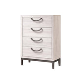 Veda Beige Modern Contemporary Solid Wood And Veneers 4-Drawers Handle Accent Chest - Ella Furniture