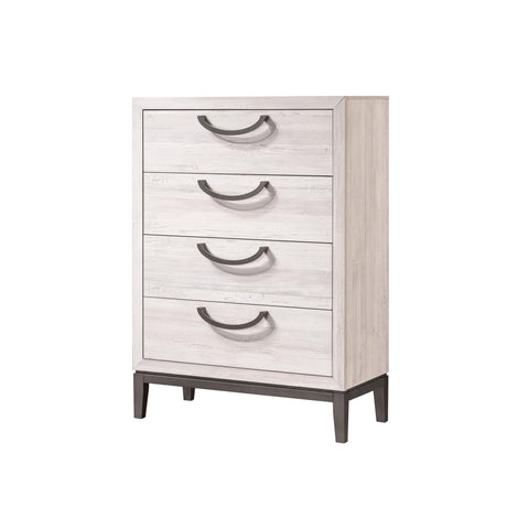 Veda Beige Modern Contemporary Solid Wood And Veneers 4-Drawers Handle Accent Chest - Ella Furniture