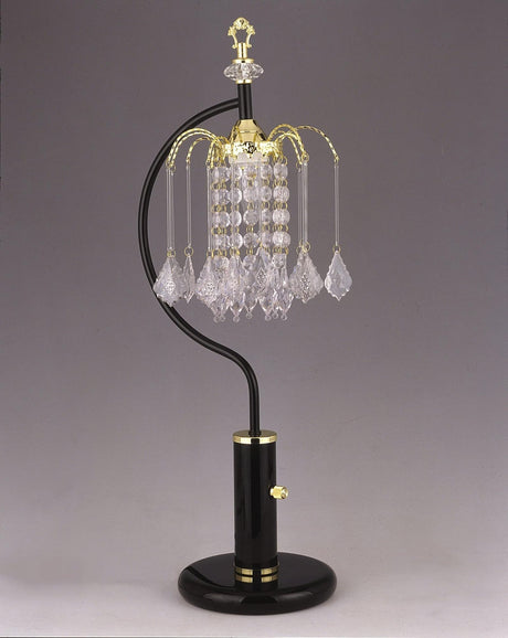 Rain Drop Black Chandelier Gold Finish Metal Crystal Table Lamp - Ella Furniture