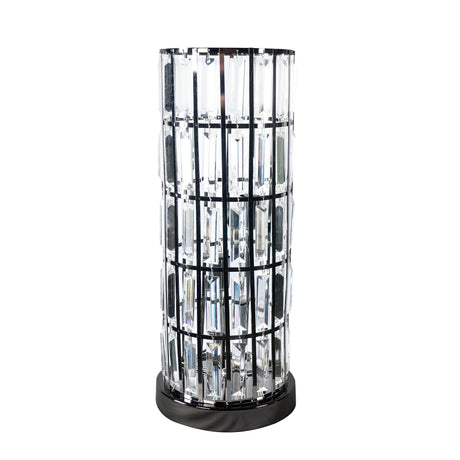 Column Black Nickel Acrylic And Brushed Metal Adjustable Table Lamp - Ella Furniture