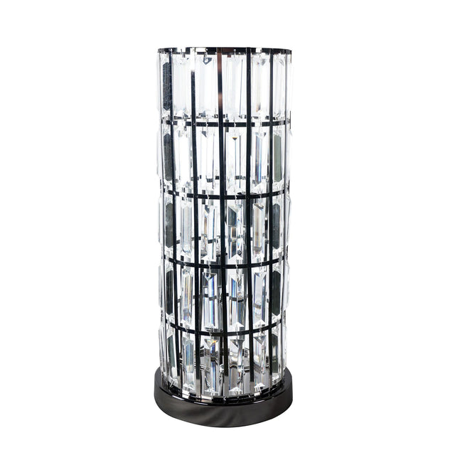 Column Black Nickel Acrylic And Brushed Metal Adjustable Table Lamp - Ella Furniture