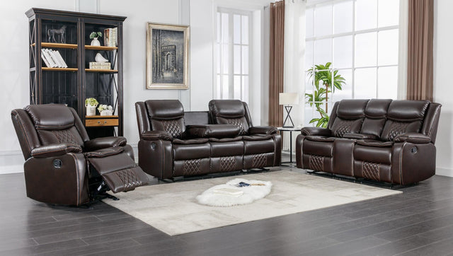 Weston Espresso Modern Contemporary Solid Wood Faux Leather 3Pc Reclining Living Room Set - Ella Furniture