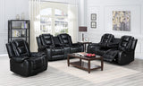 Jordan Black Modern Sleek Contemporary Faux Leather 3Pc Reclining Set - Ella Furniture