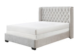 Daphne Gray Modern Contemporary Solid Wood Fabric Upholstered Tufted Panel Queen Bed - Ella Furniture