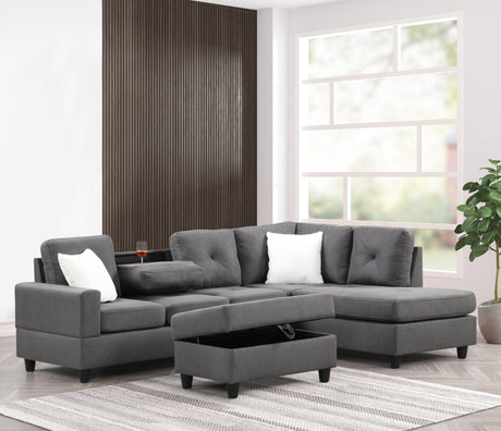 Rocket Charcoal Reversible Sectional - Ella Furniture