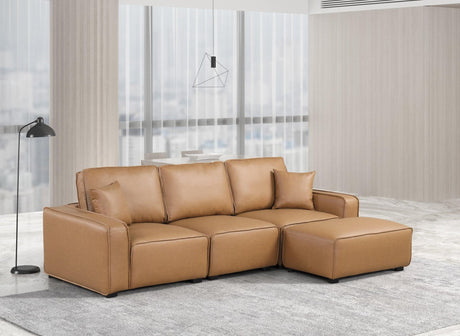 Columbia Saddle Modern Faux Leather Upholstered Sectional - Ella Furniture