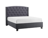 Eva Gray Velvet Contemporary King Upholstered Tufted Bed - Ella Furniture