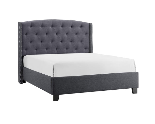 Eva Gray Velvet Contemporary King Upholstered Tufted Bed - Ella Furniture