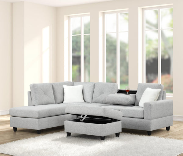 Rocket Gray Reversible Sectional - Ella Furniture