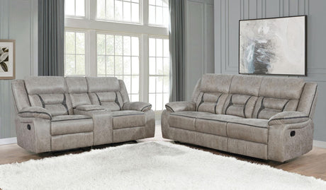 Greer Greer 2-piece Upholstered Reclining Sofa Set Taupe 651351-S2 - Ella Furniture