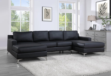 Candace Black Double Chaise Sectional - Ella Furniture