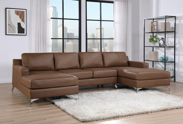 Candace Saddle Double Chaise Sectional - Ella Furniture