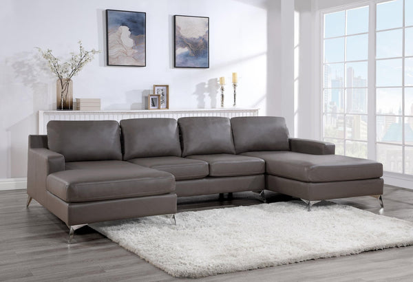Candace Bronze Double Chaise Sectional - Ella Furniture