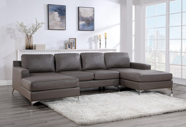Candace Bronze Double Chaise Sectional - Ella Furniture