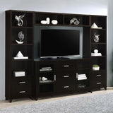 LEWES Lewes 4-piece 60" TV Entertainment Center Cappuccino 700881-S4 - Ella Furniture