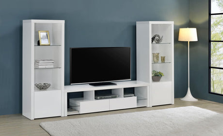 Jude 3-piece 71" TV Entertainment Center White High Gloss 704251-SET - Ella Furniture