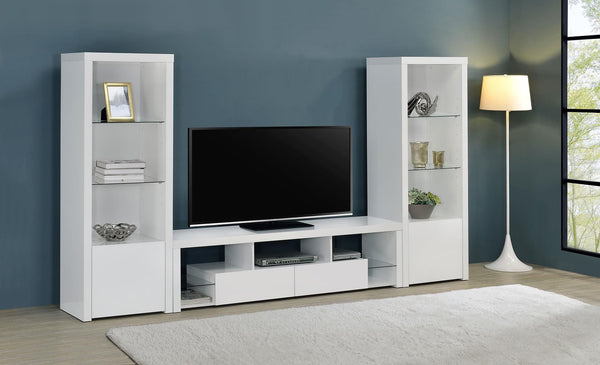 Jude 3-piece 71" TV Entertainment Center White High Gloss 704251-SET - Ella Furniture