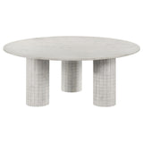 Astoria Round Genuine Marble Coffee Table White 709668 - Ella Furniture