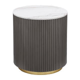 Jason Round Marble Top Side End Table White and Charcoal 710417 - Ella Furniture