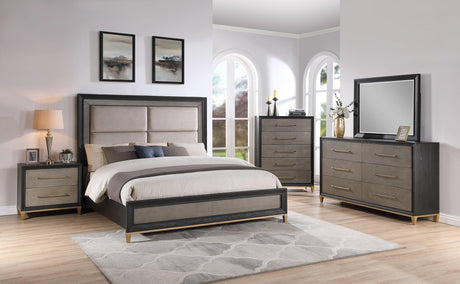 Payson Gray Fabric Upholstered Panel Bedroom Set