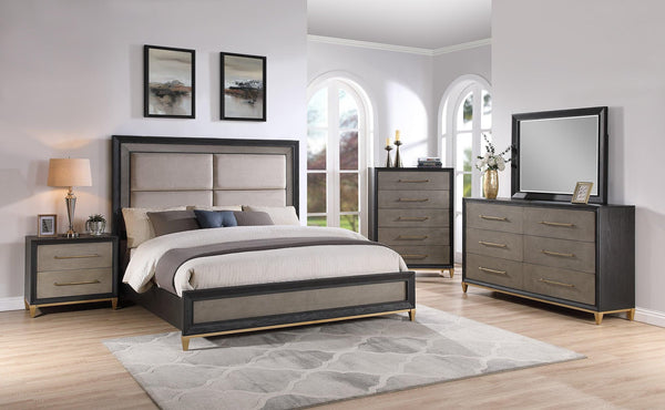 Payson Gray Fabric Upholstered Panel Bedroom Set