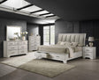 Jaymes White Fabric Upholstered Storage Platform Sleigh Bedroom Set