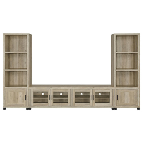 SACHIN Sachin 3-piece 79" TV Entertainment Center Antique Pine 736283-SET - Ella Furniture