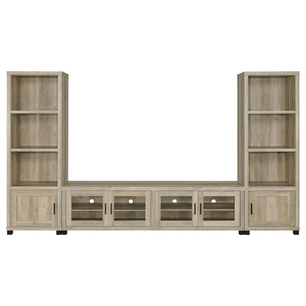 SACHIN Sachin 3-piece 79" TV Entertainment Center Antique Pine 736283-SET - Ella Furniture