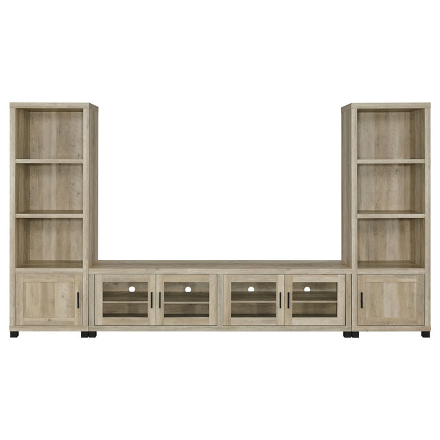 SACHIN Sachin 3-piece 79" TV Entertainment Center Antique Pine 736283-SET - Ella Furniture