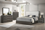 Sharpe Gray/White Modern Solid Wood And Veneers Fabric Upholstered Tufted Bedroom Set - Ella Furniture