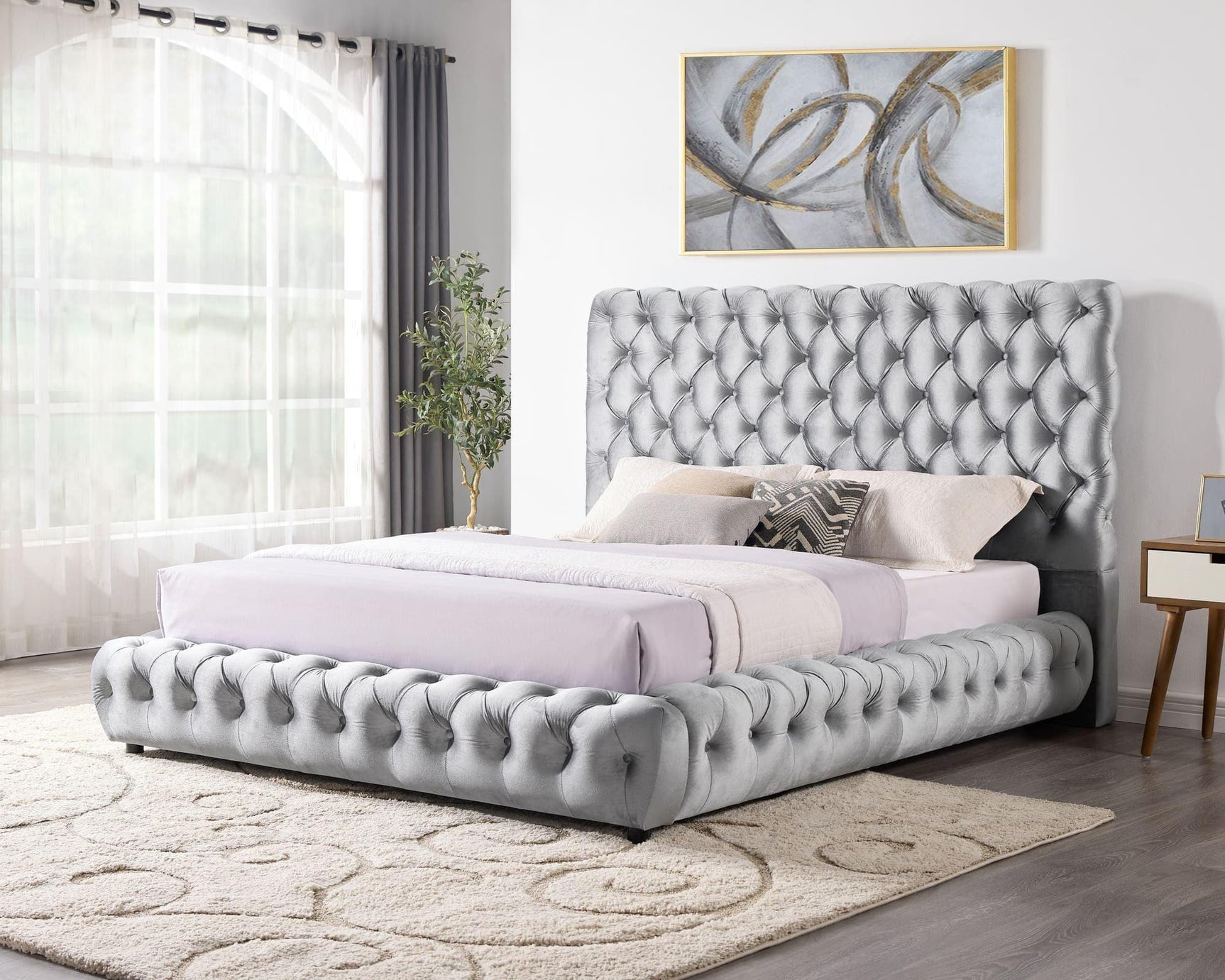 Dream Gray Platform Bed - Queen, King (King) - Ella Furniture