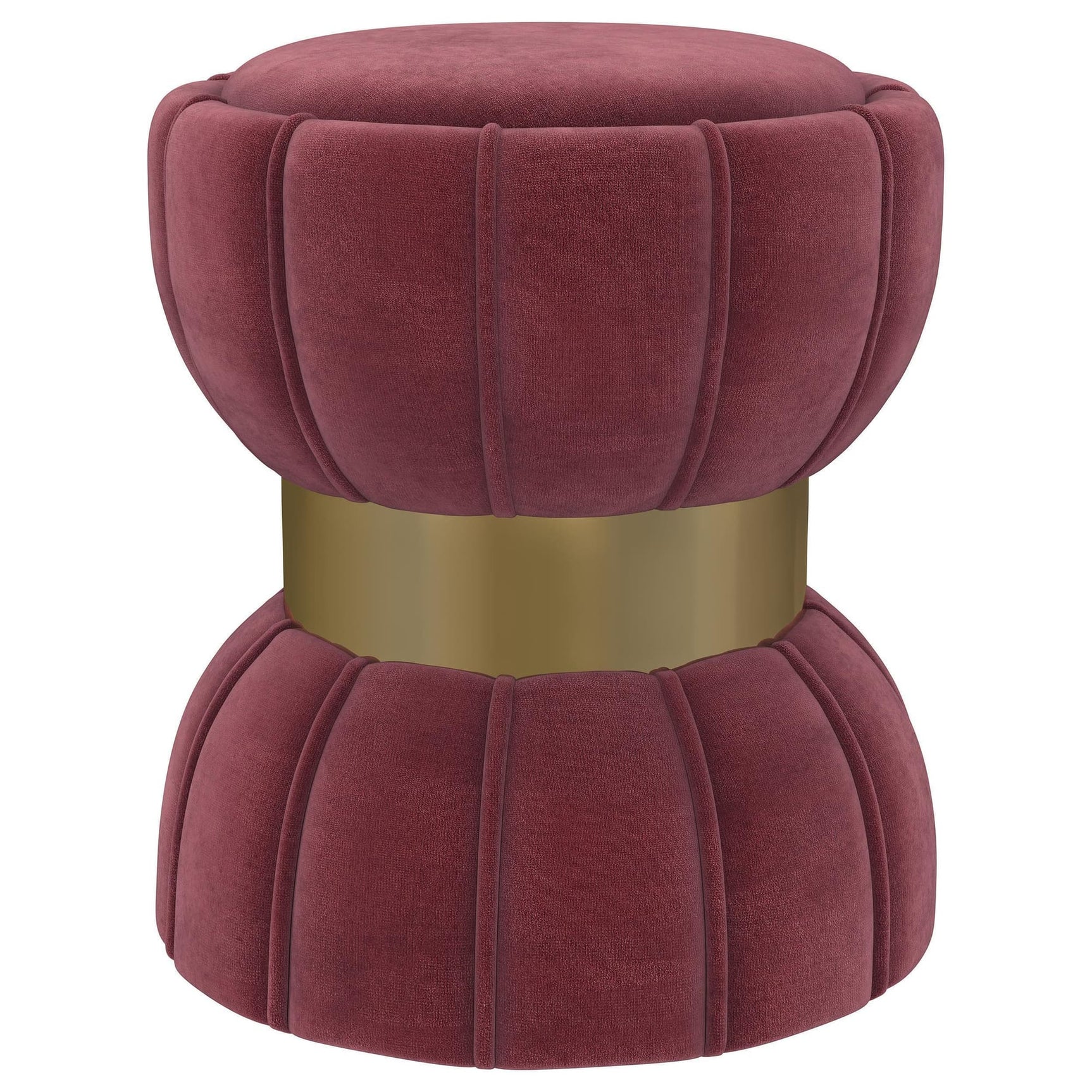 Sora Round Upholstered Ottoman Berry 910290 - Ella Furniture