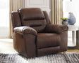 Stoneland Chocolate Faux Leather Recliner - Ella Furniture