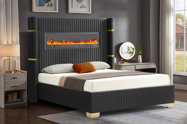 Romance Black Platform King Bed - Ella Furniture