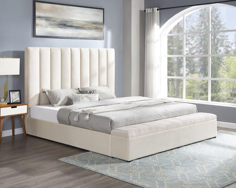 Valencia - Beige Platform Queen Bed - Ella Furniture