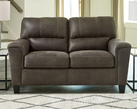 Navi Smoke Faux Leather Loveseat - Ella Furniture