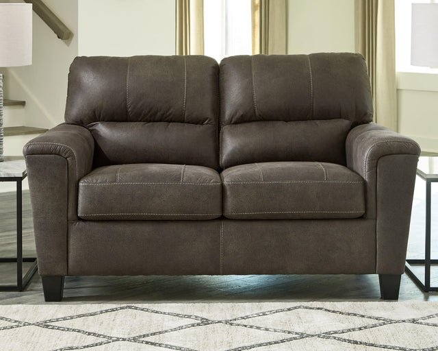 Navi Smoke Faux Leather Loveseat - Ella Furniture