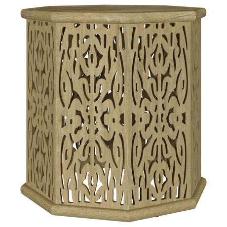 TORRES COLLECTION Torres Octagonal Solid Mango Wood Side Table Natural Brown 931148 - Ella Furniture