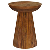 Aureo Round Solid Wood Accent Side Table Wild Honey 931155 - Ella Furniture