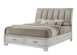 Jaymes White Fabric Upholstered Storage Platform Sleigh King Bed