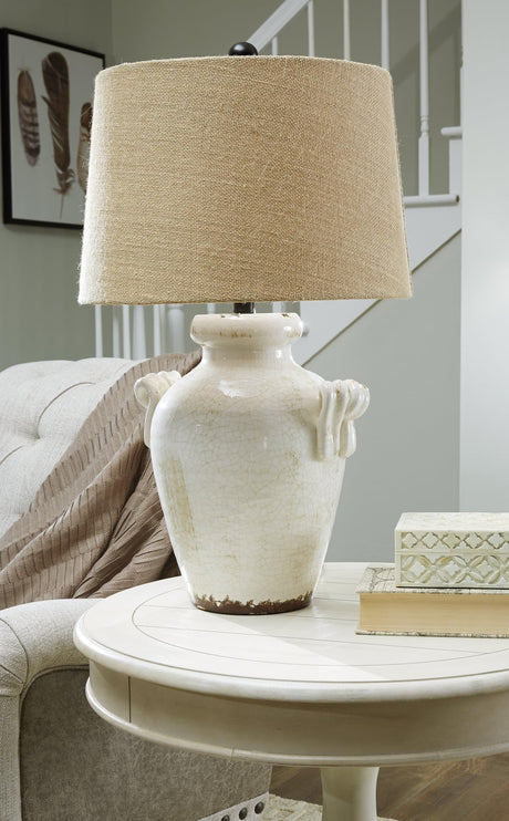 Emelda Cream Table Lamp - Ella Furniture