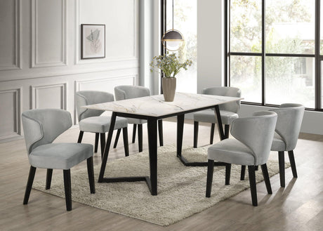 Hamilton White Silver Dining Table + 6 Chair Set - Ella Furniture