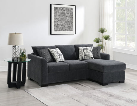 Storey Upholstered Sleeper Sectional Chaise Sofa Dark Grey 504777 - Ella Furniture