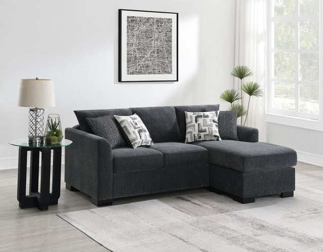 Storey Upholstered Sleeper Sectional Chaise Sofa Dark Grey 504777 - Ella Furniture