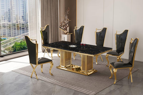D7072 - Dining Table + 6 Chair Set - Ella Furniture