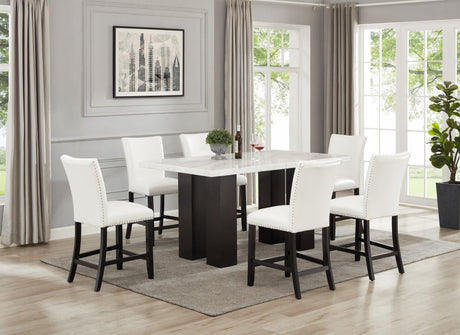Finley White - (Genuine Marble) Counter Height Table & 6 Chairs (1 Only) - Ella Furniture