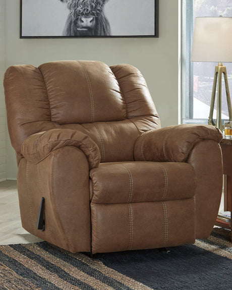 Mcgann Saddle Faux Leather Recliner - Ella Furniture
